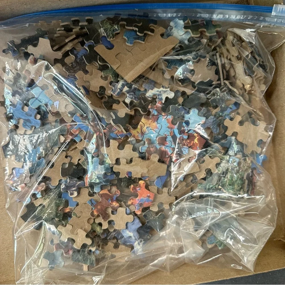 VINTAGE 500pc nature themed puzzle, waterfalls, river, trees, sky